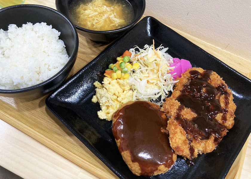 とんかつ&ハンバーグ定食¥800